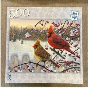 FX Schmid Cardinals In Winter 500 Piece Jigsaw Puzzle Kim Norlien 2003 COMPLETE